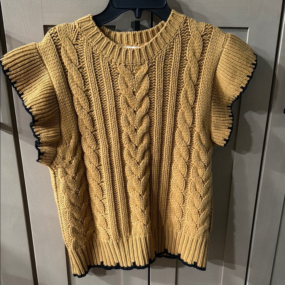 Ces Femme Mustard Cable Knit Sweater